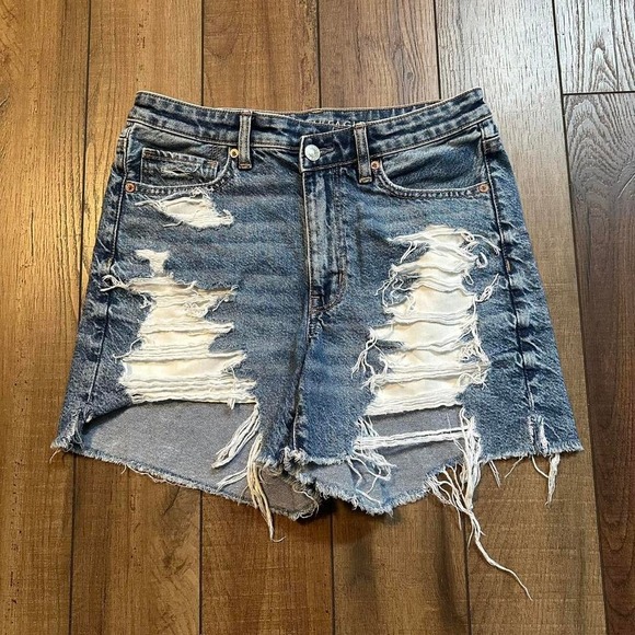 American Eagle distressed high waisted denim jean shorts jorts‎ size 6 - Picture 1 of 8